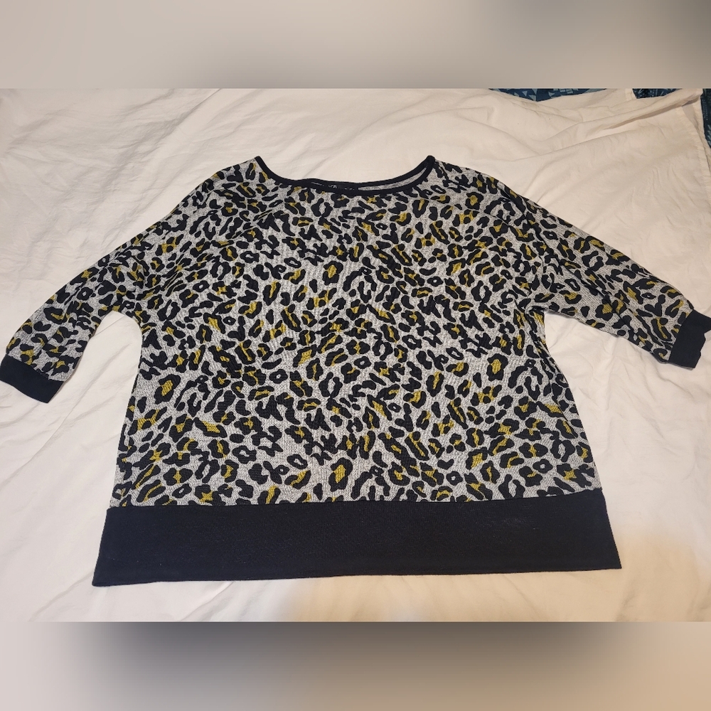 AGB Women's Cheetah Print Shirt 3/4 sleeves 2X